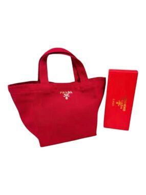 Prada Red Canvas Mini Tote with Logo